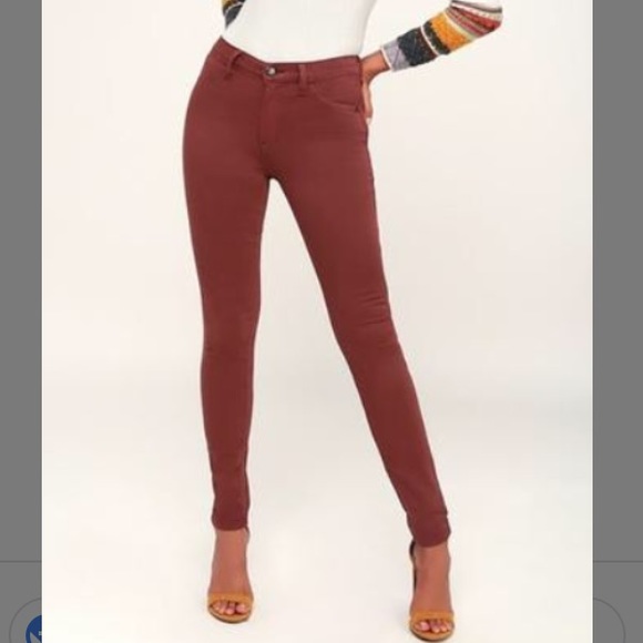 high waisted red skinny jeans